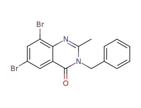 Molecular Structure of 86993-63-7 (4(3H)-Quinazolinone, 6,8-dibromo-2-methyl-3-(phenylmethyl)-)