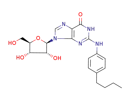 Molecular Structure of 87781-99-5 (Guanosine, N-(4-butylphenyl)-)