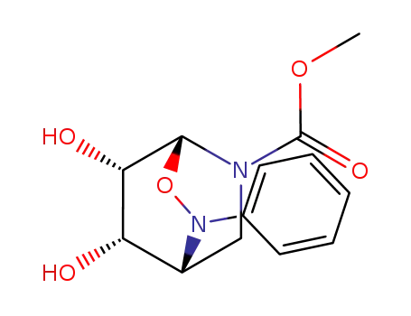 Molecular Structure of 83022-22-4 (methyl (7S,8S)-7,8-dihydroxy-2-phenyl-3-oxa-2,5-diazabicyclo[2.2.2]octane-5-carboxylate)