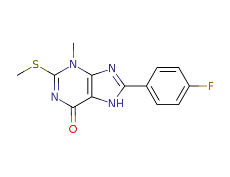 Molecular Structure of 141859-59-8 (6H-Purin-6-one, 8-(4-fluorophenyl)-3,7-dihydro-3-methyl-2-(methylthio)-)