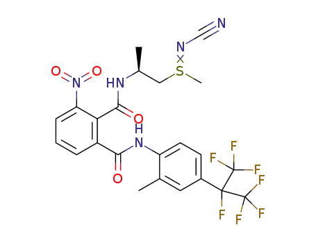 Molecular Structure of 1504566-84-0 ((S,R)-3-nitro-N<SUP>2</SUP>-(1-(N-cyano-S-methylsulfinimidoyl)propan-2-yl)-N<SUP>1</SUP>-(2-methyl-4-(perfluoropropan-2-yl)phenyl)phthalamide or (S,S)-3-nitro-N<SUP>2</SUP>-(1-(N-cyano-S-methylsulfinimidoyl)propan-2-yl)-N<SUP>1</SUP>-(2-methyl-4-(perfluoropropan-2-yl)phenyl)phthalamide)