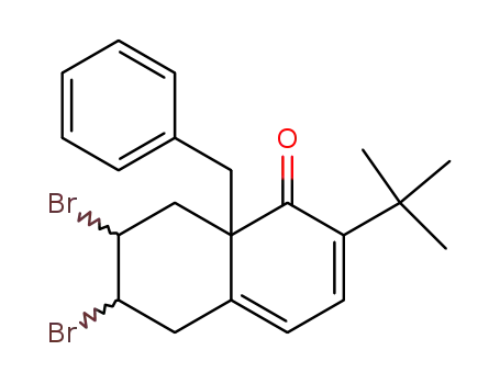 Molecular Structure of 103768-74-7 (1(5H)-Naphthalenone,
6,7-dibromo-2-(1,1-dimethylethyl)-6,7,8,8a-tetrahydro-8a-(phenylmethyl
)-)
