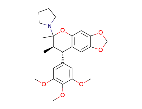 Molecular Structure of 116409-20-2 (1-[6,7-dimethyl-8-(3,4,5-trimethoxyphenyl)-7,8-dihydro-6H-[1,3]dioxolo[4,5-g]chromen-6-yl]pyrrolidine)