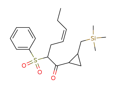 Molecular Structure of 80945-34-2 (4-Hepten-1-one,
2-(phenylsulfonyl)-1-[2-[(trimethylsilyl)methyl]cyclopropyl]-)