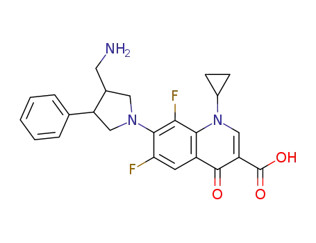Molecular Structure of 151821-18-0 (7-[3-(aminomethyl)-4-phenylpyrrolidin-1-yl]-1-cyclopropyl-6,8-difluoro-4-oxo-1,4-dihydroquinoline-3-carboxylic acid)