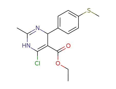 Molecular Structure of 97934-95-7 (6-Chloro-2-methyl-4-(4-methylsulfanyl-phenyl)-1,4-dihydro-pyrimidine-5-carboxylic acid ethyl ester)