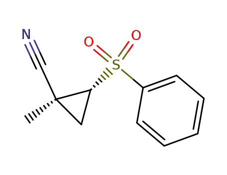 Molecular Structure of 61494-11-9 (Cyclopropanecarbonitrile, 1-methyl-2-(phenylsulfonyl)-, trans-)
