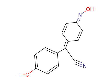 Molecular Structure of 3122-39-2 ((2E)-[(4E)-4-(hydroxyimino)cyclohexa-2,5-dien-1-ylidene](4-methoxyphenyl)ethanenitrile)