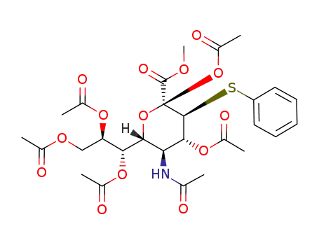 Molecular Structure of 156726-98-6 (5-(Acetylamino)-5-deoxy-3-S-phenyl-3-thio-D-erythro-α-L-gluco-2-nonulopyranosonic Acid Methyl Ester 2,4,7,8,9-Pentaacetate)