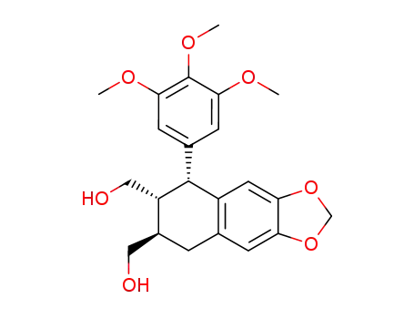 Molecular Structure of 31104-02-6 (Naphtho[2,3-d]-1,3-dioxole-6,7-dimethanol,5,6,7,8-tetrahydro-5-(3,4,5-trimethoxyphenyl)-, (5R,6R,7R)-)