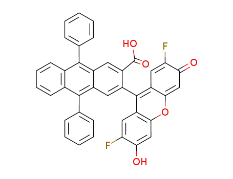 Molecular Structure of 781666-16-8 (2-Anthracenecarboxylic acid,
3-(2,7-difluoro-6-hydroxy-3-oxo-3H-xanthen-9-yl)-9,10-diphenyl-)