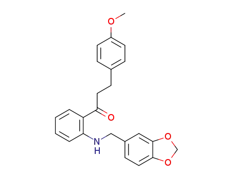 Molecular Structure of 292859-75-7 (1-{2-[(benzo[1,3]dioxol-5-ylmethyl)-amino]-phenyl}-3-(4-methoxy-phenyl)-propan-1-one)