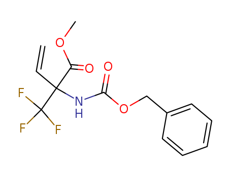 Molecular Structure of 129398-25-0 (3-Butenoic acid,
2-[[(phenylmethoxy)carbonyl]amino]-2-(trifluoromethyl)-, methyl ester)