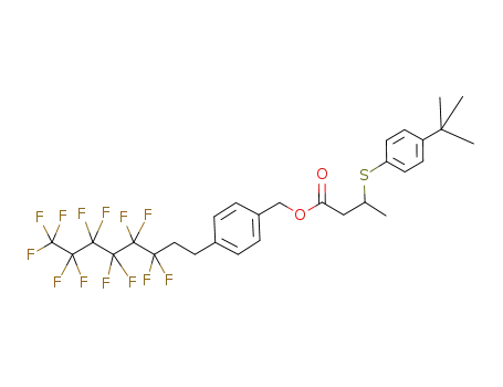 Molecular Structure of 356055-92-0 (3-(4-<i>tert</i>-butyl-phenylsulfanyl)-butyric acid 4-(3,3,4,4,5,5,6,6,7,7,8,8,8-tridecafluoro-octyl)-benzyl ester)