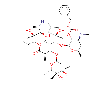 Molecular Structure of 477198-91-7 (carbonic acid benzyl ester 4-dimethylamino-2-[2-ethyl-3,4,10-trihydroxy-13-(8-methoxy-4,8-dimethyl-1,5-dioxa-spiro[2.5]oct-6-yloxy)-3,5,8,10,12,14-hexamethyl-15-oxo-1-oxa-6-aza-cyclopentadec-11-yloxy]-6-methyl-tetrahydro-pyran-3-yl ester)