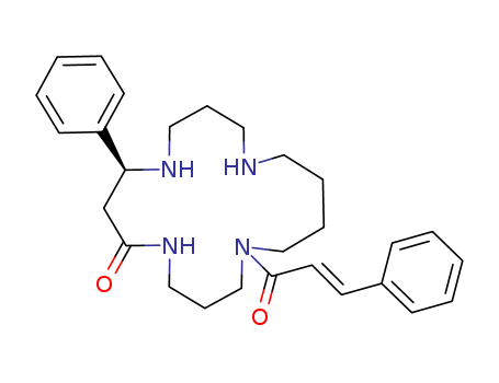 164230-52-8,1,5,9,13-Tetraazacycloheptadecan-6-one,1-[(2E)-1-oxo-3-phenyl-2-propen-1-yl]-8-phenyl-, (8S)-,1,5,9,13-Tetraazacycloheptadecan-6-one,1-(1-oxo-3-phenyl-2-propenyl)-8-phenyl-, [S-(E)]-;1,5,9,13-Tetraazacycloheptadecan-6-one,1-[(2E)-1-oxo-3-phenyl-2-propenyl]-8-phenyl-, (8S)- (9CI); Verbacine