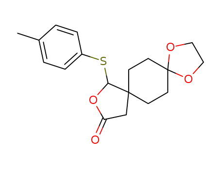 Molecular Structure of 596119-44-7 (1,4,10-Trioxadispiro[4.2.4.2]tetradecan-11-one,
9-[(4-methylphenyl)thio]-)