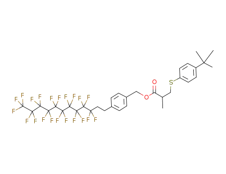 Molecular Structure of 356055-99-7 (3-(4-<i>tert</i>-butyl-phenylsulfanyl)-2-methyl-propionic acid 4-(3,3,4,4,5,5,6,6,7,7,8,8,9,9,10,10,11,11,12,12,12-heneicosafluoro-dodecyl)-benzyl ester)