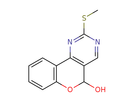 Molecular Structure of 61466-34-0 (5H-[1]Benzopyrano[4,3-d]pyrimidin-5-ol, 2-(methylthio)-)