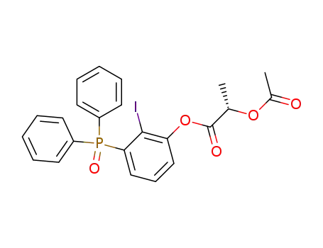Molecular Structure of 854937-68-1 ((S)-2-Acetoxy-propionic acid 3-(diphenyl-phosphinoyl)-2-iodo-phenyl ester)