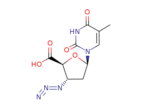 Molecular Structure of 146426-54-2 (3-azido-1,2,3-trideoxy-1-(3,4-dihydro-5-Methyl-2,4-dioxo-1(2H)-pyriMidinyl)-D-erythro-Pentofuranuronic acid)