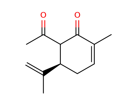 Molecular Structure of 886537-41-3 ((5R)-6-acetyl-2-methyl-5-(prop-1-en-2-yl)cyclohex-2-enone)