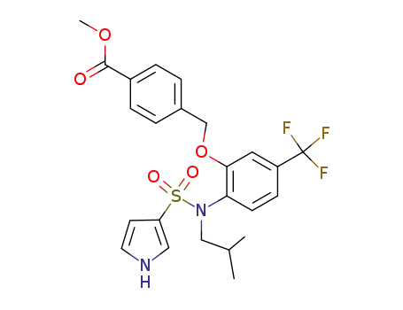 Molecular Structure of 909897-24-1 (methyl 4-{[2-{isobutyl[(1H-pyrrol-3-yl)sulfonyl]amino}-5-(trifluoromethyl)phenoxy]methyl}benzoate)