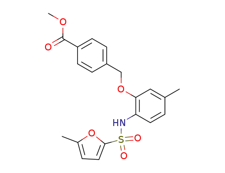 Molecular Structure of 916913-85-4 (methyl 4-[(5-methyl-2-{[(5-methyl-2-furyl)sulfonyl]amino}phenoxy)methyl]benzoate)