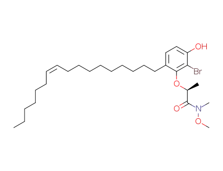 Molecular Structure of 903522-40-7 (2-(2-bromo-6-heptadec-10-enyl-3-hydroxy-phenoxy)-<i>N</i>-methoxy-<i>N</i>-methyl-propionamide)