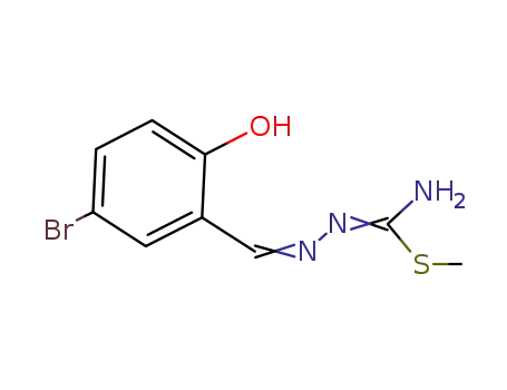Molecular Structure of 81319-76-8 (Hydrazinecarboximidothioic acid,
[(5-bromo-2-hydroxyphenyl)methylene]-, methyl ester)