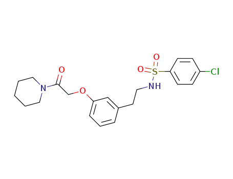 Molecular Structure of 143782-76-7 (Piperidine,
1-[[3-[2-[[(4-chlorophenyl)sulfonyl]amino]ethyl]phenoxy]acetyl]-)