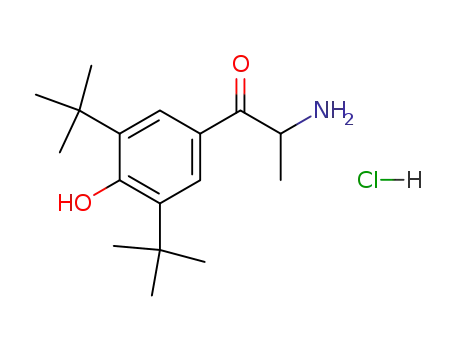 Molecular Structure of 84203-42-9 (1-Propanone, 2-amino-1-[3,5-bis(1,1-dimethylethyl)-4-hydroxyphenyl]-,
hydrochloride)