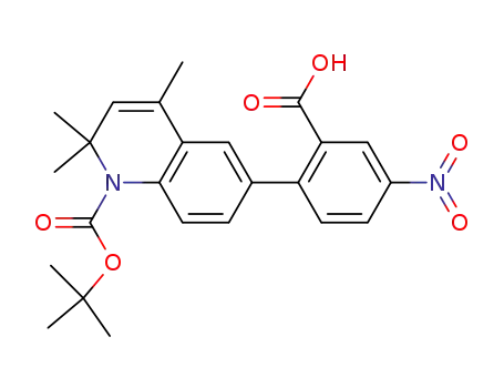 Molecular Structure of 179898-02-3 (1(2H)-Quinolinecarboxylic acid,
6-(2-carboxy-4-nitrophenyl)-2,2,4-trimethyl-, 1-(1,1-dimethylethyl) ester)
