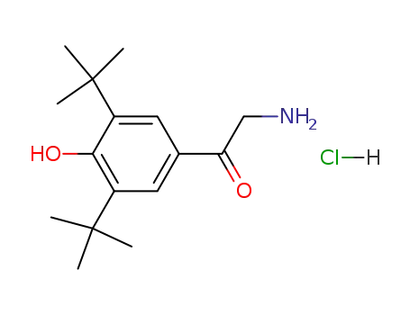 Molecular Structure of 84203-40-7 (Ethanone, 2-amino-1-[3,5-bis(1,1-dimethylethyl)-4-hydroxyphenyl]-,
hydrochloride)
