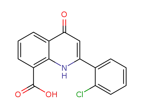 Molecular Structure of 90034-68-7 (8-Quinolinecarboxylic acid, 2-(2-chlorophenyl)-1,4-dihydro-4-oxo-)