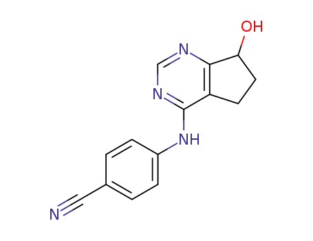 Molecular Structure of 105365-76-2 (4-(7-hydroxy-6,7-dihydro-5H-cyclopenta[d]pyrimidin-4-ylamino)benzonitrile)