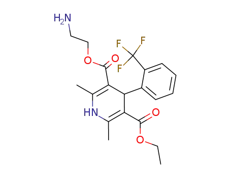 Molecular Structure of 90105-80-9 (3,5-Pyridinedicarboxylic acid,
1,4-dihydro-2,6-dimethyl-4-[2-(trifluoromethyl)phenyl]-, 2-aminoethyl
ethyl ester)