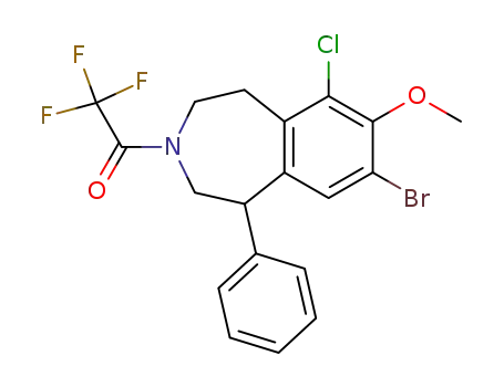 Molecular Structure of 73894-46-9 (1-(8-Bromo-6-chloro-7-methoxy-1-phenyl-1,2,4,5-tetrahydro-benzo[d]azepin-3-yl)-2,2,2-trifluoro-ethanone)