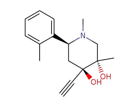 Molecular Structure of 120729-77-3 ((3S,4R,6S)-4-ethynyl-1,3-dimethyl-6-(2-methylphenyl)piperidine-3,4-diol)