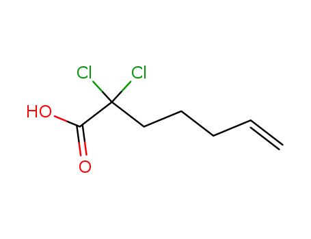 Molecular Structure of 105764-09-8 (6-Heptenoic acid, 2,2-dichloro-)