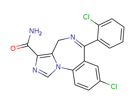 63176-94-3,8-chloro-6-(2-chlorophenyl)-4H-imidazo(1,5-a)(1,4)-benzodiazepine-3-carboxamide,8-chloro-6-(2-chlorophenyl)-4H-imidazo<1,5-a><1,4>benzodiazepine-3-carboxamide;CCIBC;8-chloro-6-(2-chloro-phenyl)-4H-benzo[f]imidazo[1,5-a][1,4]diazepine-3-carboxylic acid amide;RO 21 8384;