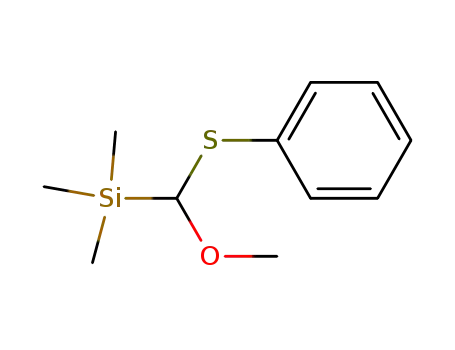 Molecular Structure of 88738-21-0 (Silane, [methoxy(phenylthio)methyl]trimethyl-)