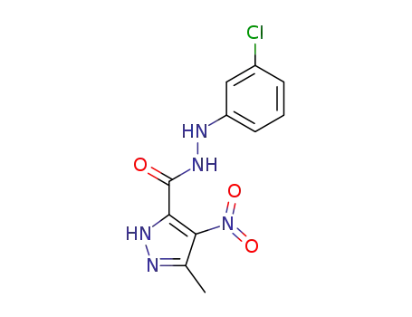 Molecular Structure of 81016-50-4 (1H-Pyrazole-3-carboxylic acid, 5-methyl-4-nitro-, 2-(3-chlorophenyl)hy drazide)