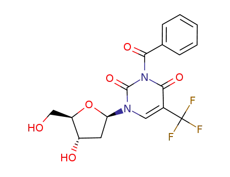 Molecular Structure of 95969-47-4 (N<sup>3</sup>-benzoyl-2'-deoxy-5-(trifluoromethyl)uridine)