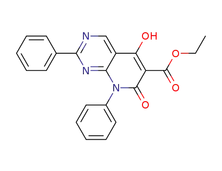 Molecular Structure of 76360-75-3 (ethyl 5-hydroxy-7-oxo-2,8-diphenyl-7,8-dihydropyrido[2,3-d]pyrimidine-6-carboxylate)