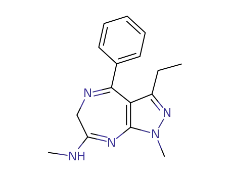 Molecular Structure of 59469-97-5 (Pyrazolo[3,4-e][1,4]diazepin-7-amine,
3-ethyl-1,6-dihydro-N,1-dimethyl-4-phenyl-)