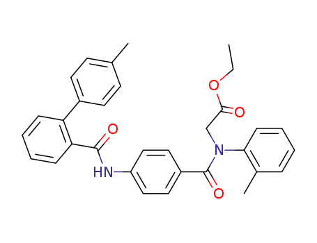 Molecular Structure of 183492-51-5 (Glycine,
N-[4-[[(4'-methyl[1,1'-biphenyl]-2-yl)carbonyl]amino]benzoyl]-N-(2-methyl
phenyl)-, ethyl ester)