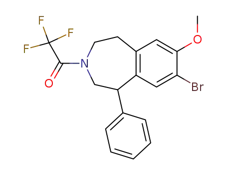 Molecular Structure of 73894-44-7 (1-(8-Bromo-7-methoxy-1-phenyl-1,2,4,5-tetrahydro-benzo[d]azepin-3-yl)-2,2,2-trifluoro-ethanone)