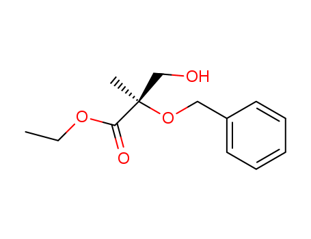 Molecular Structure of 69820-99-1 (Propanoic acid, 3-hydroxy-2-methyl-2-(phenylmethoxy)-, ethyl ester,
(R)-)