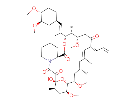 Molecular Structure of 124554-15-0 ((E)-(1R,9S,12S,13R,14S,17R,21S,23S,24R,25S,27R)-17-Allyl-12-[(E)-2-((1R,3R,4R)-3,4-dimethoxy-cyclohexyl)-1-methyl-vinyl]-1-hydroxy-14,23,25-trimethoxy-13,19,21,27-tetramethyl-11,28-dioxa-4-aza-tricyclo[22.3.1.0<sup>4,9</sup>]octacos-18-ene-2,3,10,16-tetraone)